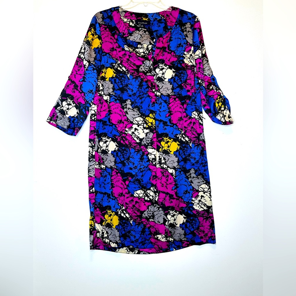 Evan Picone Abstract Print Shirt Dress Pullover Sz 10